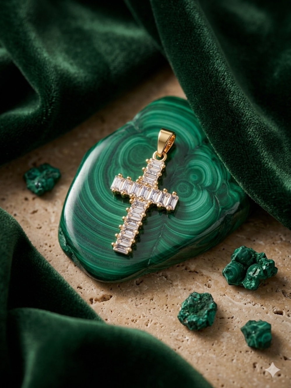 14k Gold - Filled Cross with Clear Baguette Stones